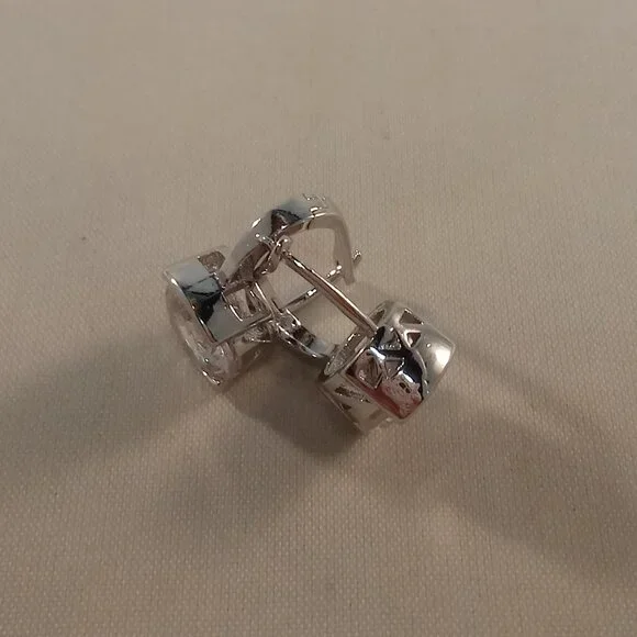 18K White Gold Filled Simple White Diamond Zircon Hoop Earrings Gorgeous Gift - Picture 8 of 8